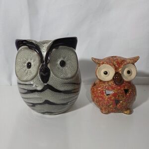 Mid-Century Modern Decor Owl Vase and Owl Tea Light Accents
